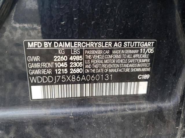 WDDDJ75X86A060131 - 2006 MERCEDES-BENZ CLS 500C BLUE photo 12