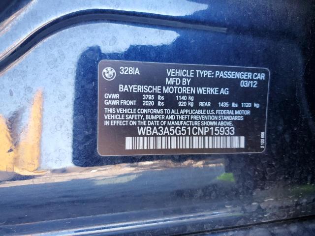 WBA3A5G51CNP15933 - 2012 BMW 328 I BLUE photo 12