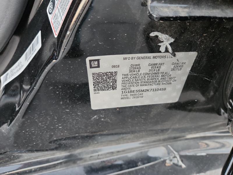 1G1BE5SM2K7110459 - 2019 CHEVROLET CRUZE LT შავი ფოტო 12