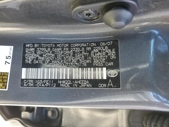 JTDKB20U773275178 - 2007 TOYOTA PRIUS GRAY photo 13