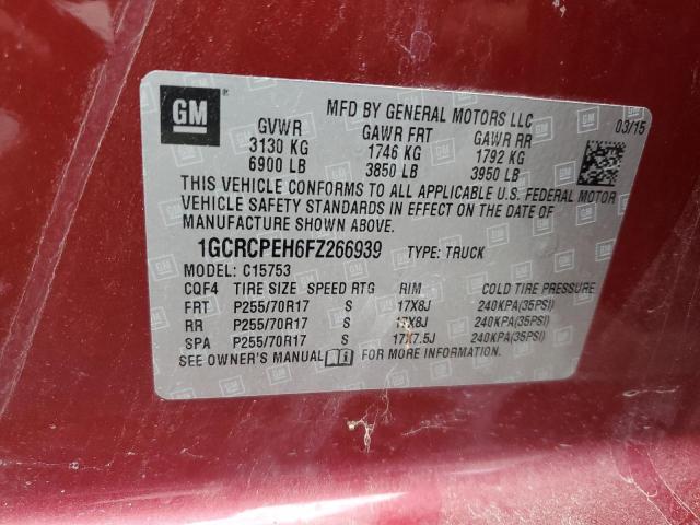 1GCRCPEH6FZ266939 - 2015 CHEVROLET SILVERADO C1500 Bordo foto 12