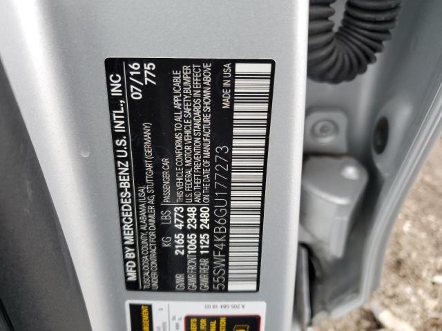 55SWF4KB6GU177273 - 2016 MERCEDES-BENZ C 300 4MATIC SILVER photo 12