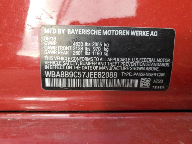 WBA8B9C57JEE82088 - 2018 BMW 330 I RED photo 12