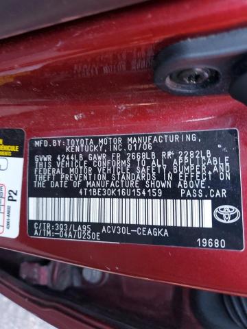 4T1BE30K16U154159 - 2006 TOYOTA CAMRY LE BROWN photo 12