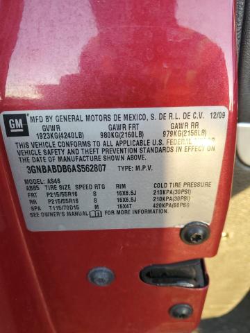 3GNBABDB6AS562807 - 2010 CHEVROLET HHR LT 红色 照片 12