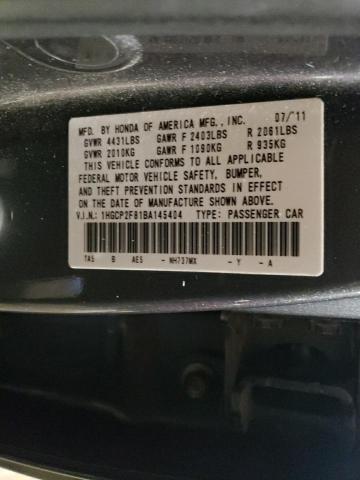 1HGCP2F81BA145404 - 2011 HONDA ACCORD EXL SILVER photo 12