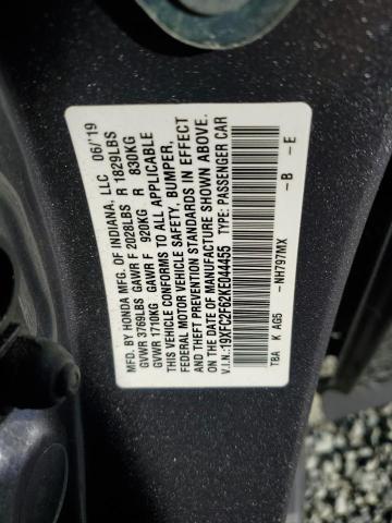 19XFC2F62KE044455 - 2019 HONDA CIVIC LX GRAY photo 13