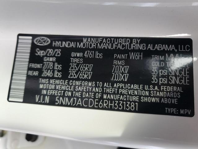 5NMJACDE6RH331381 - 2024 HYUNDAI TUCSON SE WHITE photo 12