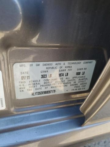 KL1TD5DE9BB207179 - 2011 CHEVROLET AVEO LS SILVER photo 12