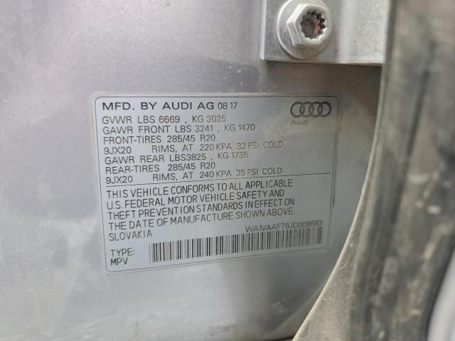 WA1VAAF78JD009563 - 2018 AUDI Q7 PRESTIGE ვერცხლისფერი ფოტო 14