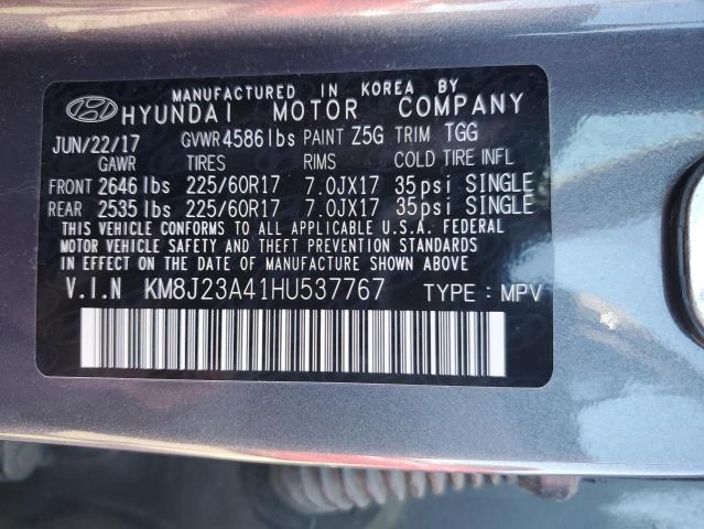 KM8J23A41HU537767 - 2017 HYUNDAI TUCSON SE GRAY photo 13
