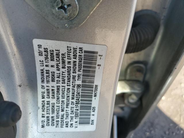 19XFA1F80AE041196 - 2010 HONDA CIVIC EX SILVER photo 12