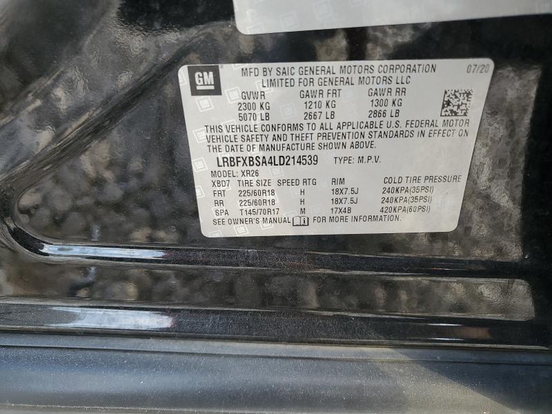 LRBFXBSA4LD214539 - 2020 BUICK ENVISION PREFERRED BLACK photo 13