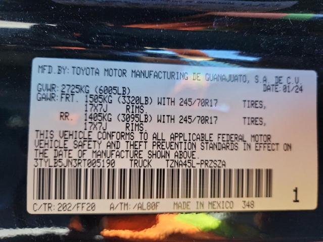 3TYLB5JN3RT005190 - 2024 TOYOTA TACOMA DOUBLE CAB Қара фото 12