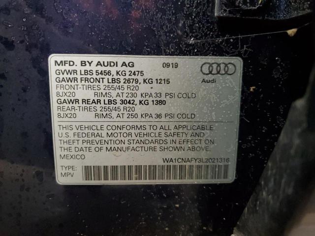 WA1CNAFY3L2021316 - 2020 AUDI Q5 PRESTIGE 蓝色 照片 13