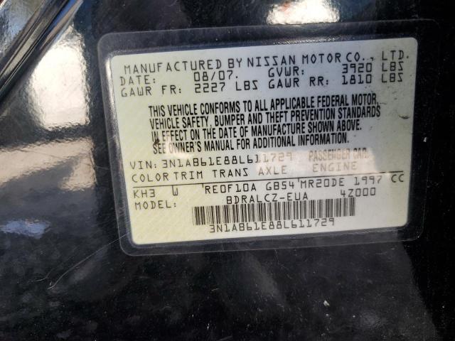 3N1AB61E88L611729 - 2008 NISSAN SENTRA 2.0 BLACK photo 12