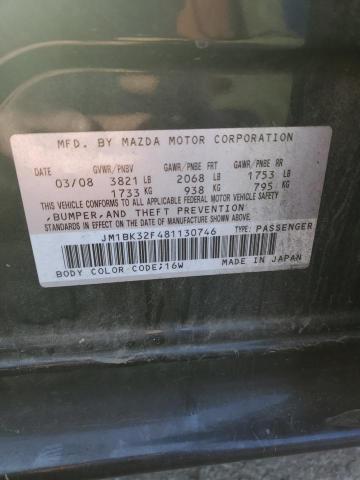 JM1BK32F481130746 - 2008 MAZDA 3 I BLACK photo 12