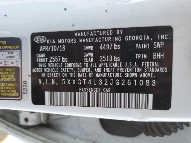 5XXGT4L32JG261083 - 2018 KIA OPTIMA LX Weiß Foto 12