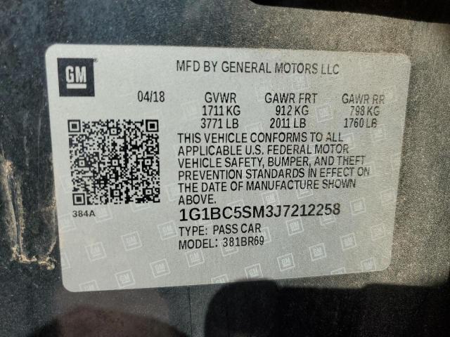 1G1BC5SM3J7212258 - 2018 CHEVROLET CRUZE LS შავი ფოტო 12