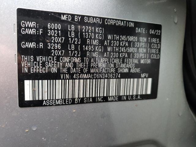 4S4WMALD6N3436274 - 2022 SUBARU ASCENT LIMITED SILVER photo 13