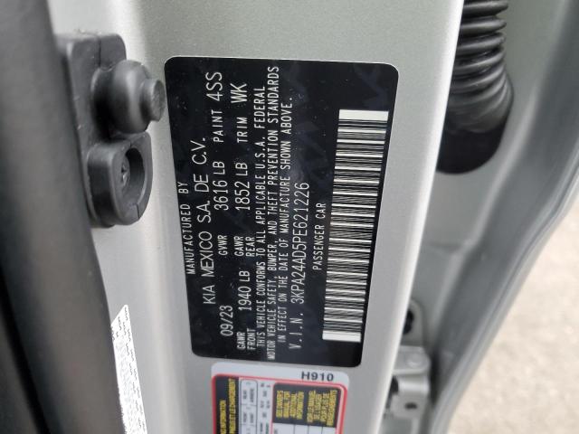 3KPA24AD5PE621226 - 2023 KIA RIO LX SILVER photo 12