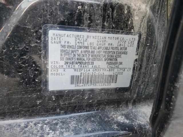 3N1AB7AP9DL612633 - 2013 NISSAN SENTRA S BLACK photo 12