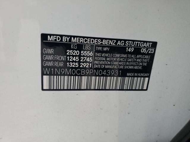 W1N9M0CB9PN043931 - 2023 MERCEDES-BENZ EQB 250+ WHITE photo 12