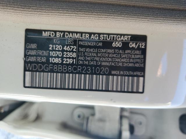 WDDGF8BB8CR231020 - 2012 MERCEDES-BENZ C 300 4MATIC WHITE photo 12