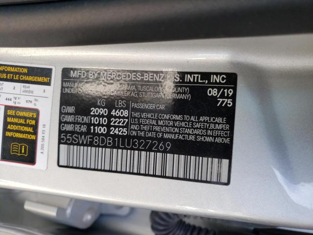 55SWF8DB1LU327269 - 2020 MERCEDES-BENZ C 300 SILVER photo 12