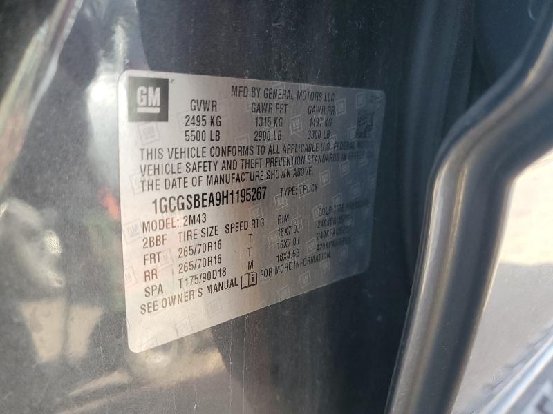 1GCGSBEA9H1195267 - 2017 CHEVROLET COLORADO GRAY photo 13