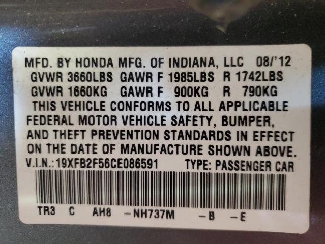 19XFB2F56CE086591 - 2012 HONDA CIVIC LX Grau Foto 13