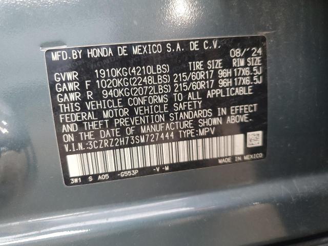 3CZRZ2H73SM727444 - 2025 HONDA HR-V EXL TEAL photo 13