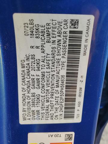 2HGFE2F50PH564636 - 2023 HONDA CIVIC SPORT Көк фото 13