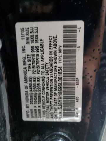 5J6YH18696L001854 - 2006 HONDA ELEMENT EX შავი ფოტო 12