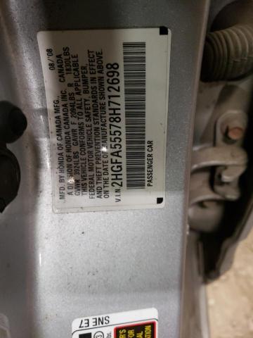 2HGFA55578H712698 - 2008 HONDA CIVIC SI SILVER photo 12