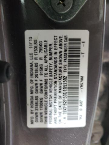 19XFB2F53DE092592 - 2013 HONDA CIVIC LX GRAY photo 12