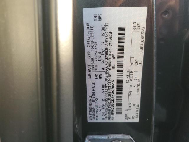 1FMCU9GD5KUC50615 - 2019 FORD ESCAPE SE رمادي صورة 13