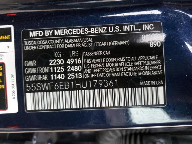 55SWF6EB1HU179361 - 2017 MERCEDES-BENZ C 43 4MATIC AMG BLUE photo 12