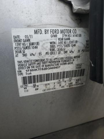 1FMHK7F82BGA69457 - 2011 FORD EXPLORER LIMITED Gümüş foto 13