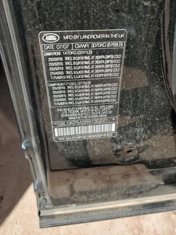 SALSK25458A130221 - 2008 LAND ROVER RANGE ROVE HSE BLACK photo 12