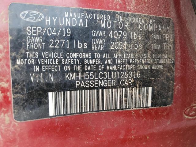 KMHH55LC3LU125316 - 2020 HYUNDAI ELANTRA GT N LINE RED photo 12