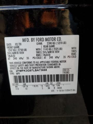 2FMPK3G97LBA73668 - 2020 FORD EDGE SE შავი ფოტო 14