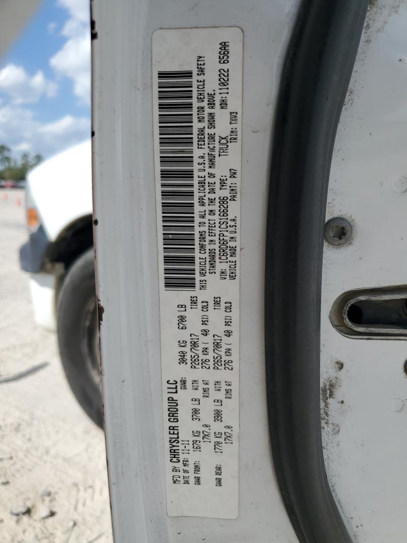 1C6RD6FP1CS166286 - 2012 DODGE RAM 1500 ST WHITE photo 13