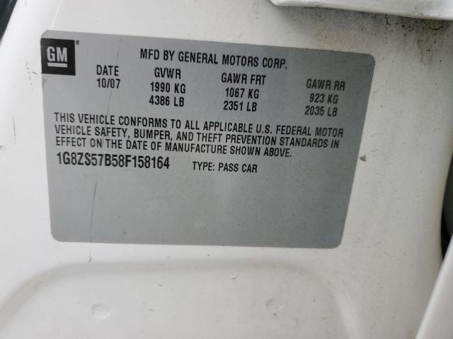 1G8ZS57B58F158164 - 2008 SATURN AURA XE WHITE photo 12