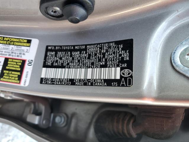 2T1BURHE6GC724826 - 2016 TOYOTA COROLLA L 灰色 照片 12