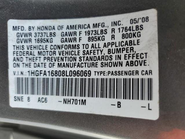 1HGFA16808L096069 - 2008 HONDA CIVIC EX GRAY photo 13