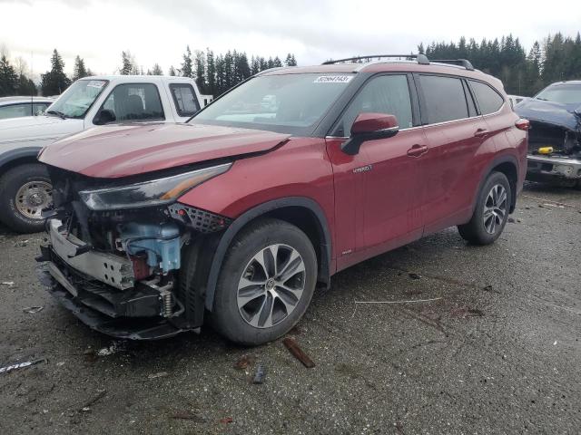 5TDGBRCH8MS531514 - 2021 TOYOTA HIGHLANDER HYBRID XLE RED photo 1