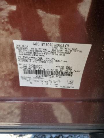 2FMHK6D8XGBA17554 - 2016 FORD FLEX LIMITED ბურგუნდია ფოტო 12