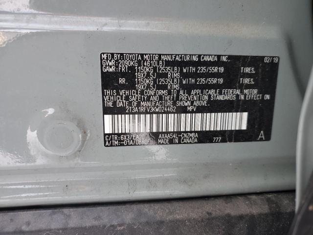 2T3A1RFV3KW024462 - 2019 TOYOTA RAV4 XLE PREMIUM SILVER photo 12