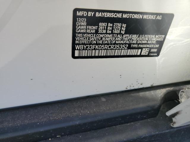 WBY33FK05RCR35352 - 2024 BMW I5 EDRIVE 40 WHITE photo 12